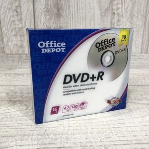 Office Depot Brand DVD+R Recordable Media With Slim Jewel 10 Pack New 120min 16x